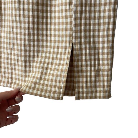 Blashe Large Mini Skirt Tan White Print Slit Short NWT Boutique Casual - Picture 6 of 8